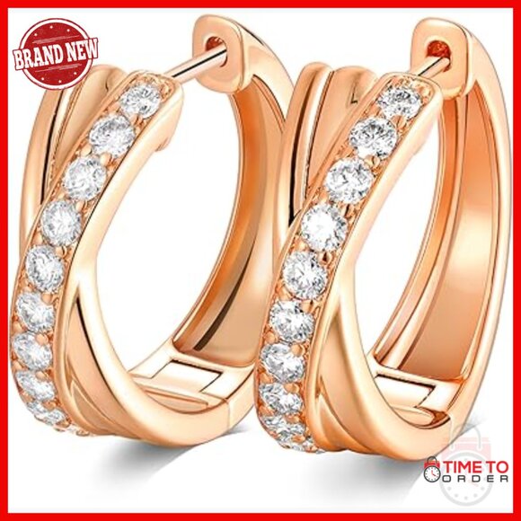 14K Gold Hoop Earrings 5mm Width Statement Bold Hinged Design